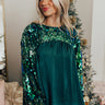 Luxe Lady Sequin Top In Hunter Green Image - 1