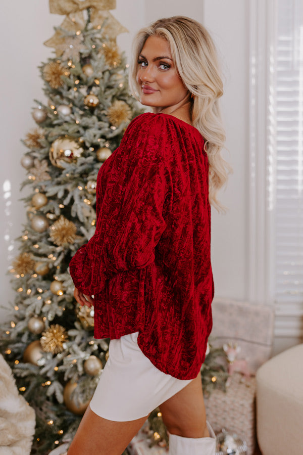 Glamour Galore Velvet Top In Wine Image - 3