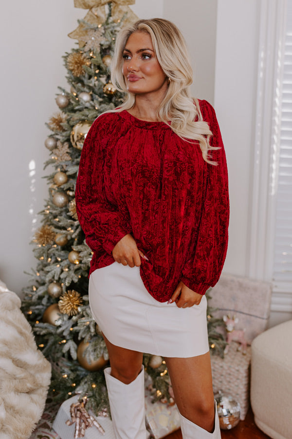 Glamour Galore Velvet Top In Wine Image - 1