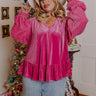 Statement Maker Velvet Top In Pink Curves Image - 1