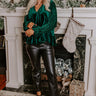 Statement Maker Velvet Top In Hunter Green Image - 1