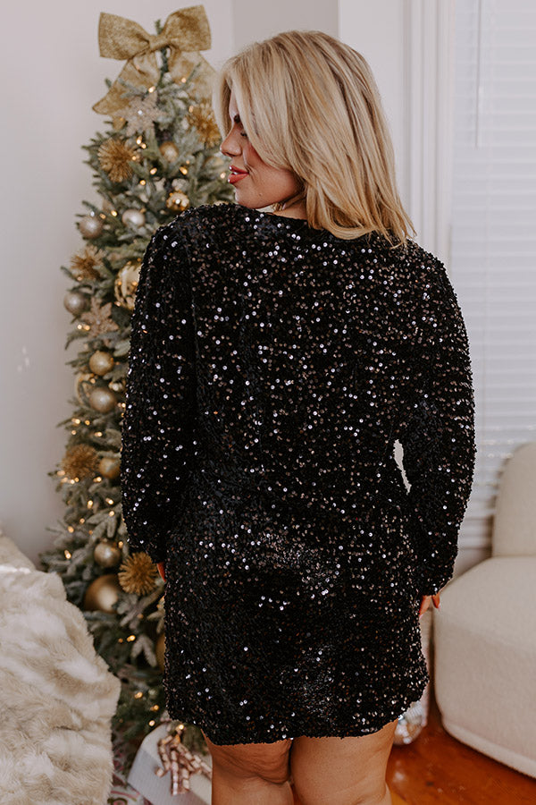 Girls Night Out Sequin Mini Dress in Black Curves Image - 4