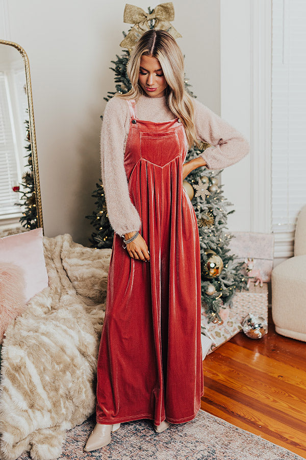 Evergreen State Of Mind Velvet Jumpsuit In Blush Image - 4