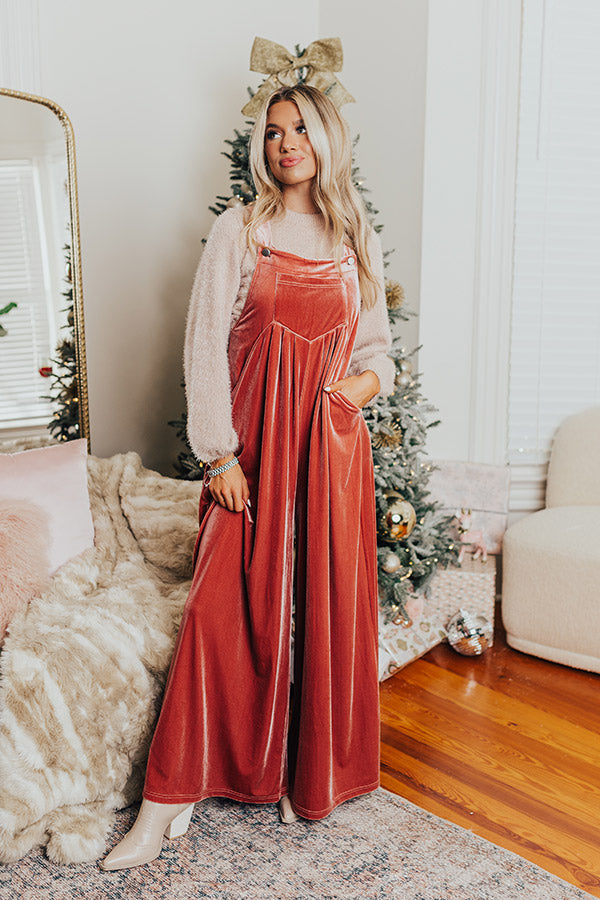 Evergreen State Of Mind Velvet Jumpsuit In Blush Image - 5