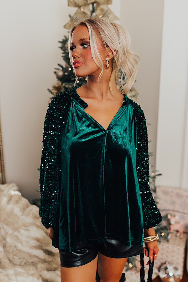 Simple & Elegant Velvet Top In Hunter Green Image - 2