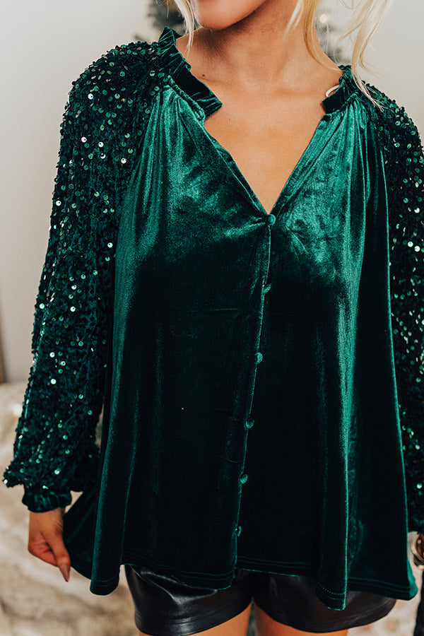 Simple & Elegant Velvet Top In Hunter Green Image - 5