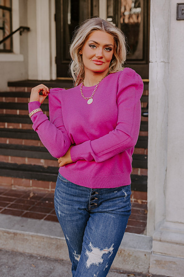 Lovely Tokens Sweater Top In Hot Pink