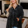 Latte Sipping Mineral Wash Oversized Hoodie in Vintage Black Curves Image - 1