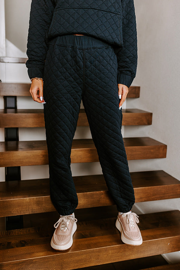 Paris Mornings Quilted Joggers In Black