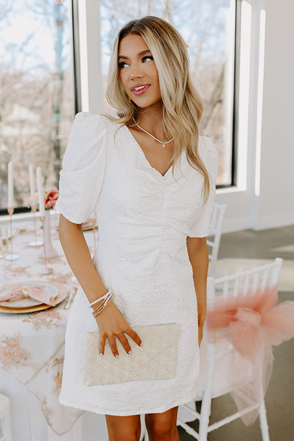 Secret Garden Jacquard Mini Dress in White Image - 1