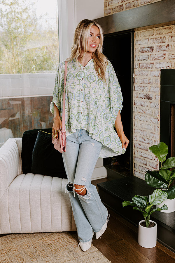 Let's Take A Trip Button Up In Lime Image - 4