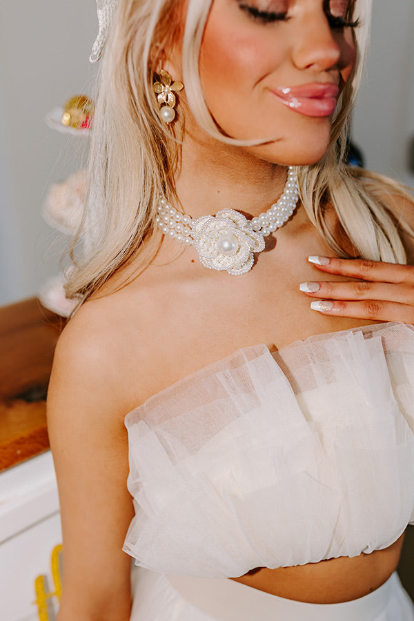 Floral Statement Pearl Choker In Ivory