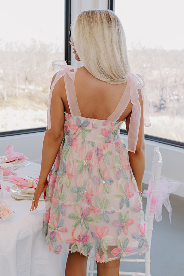 Twilight Blush Embroidered Mini Dress Image - 4