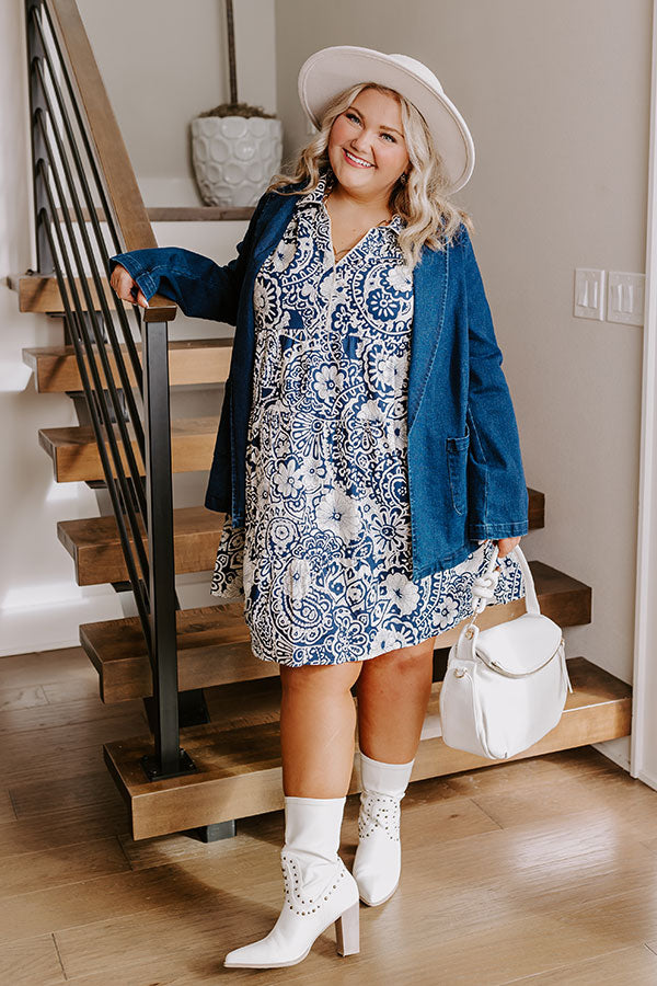 Hello Lovely Floral Dress In Navy Curves Image - 5