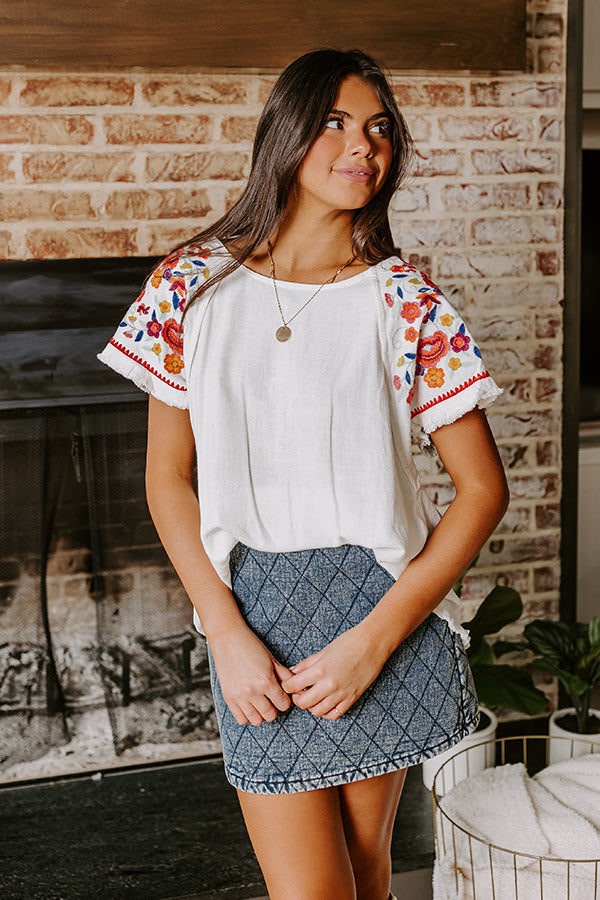 Loving The Sun Embroidered Top In White