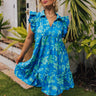 Cabana Date Floral Dress In Blue Curves Image - 1