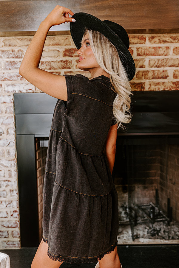 Kaleidoscope Ways Mineral Wash Mini Dress In Black