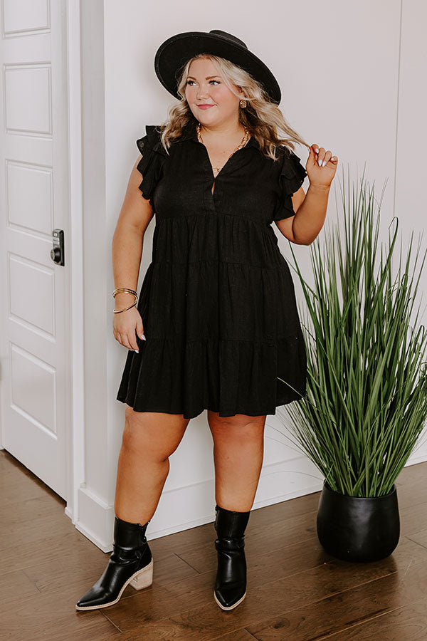 Newsworthy Style Linen-Blend Babydoll Dress In Black Curves