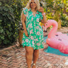 Cabana Date Floral Dress In Kelly Green Curves Image - 1