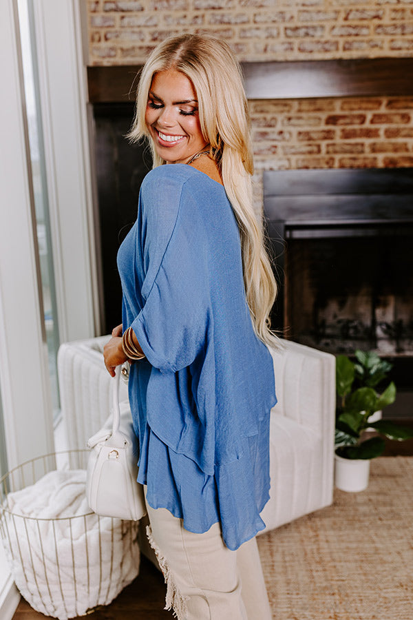 Tranquil Time Shift Top In Airy Blue Curves Image - 2