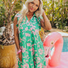 Cabana Date Floral Dress In Kelly Green Image - 1