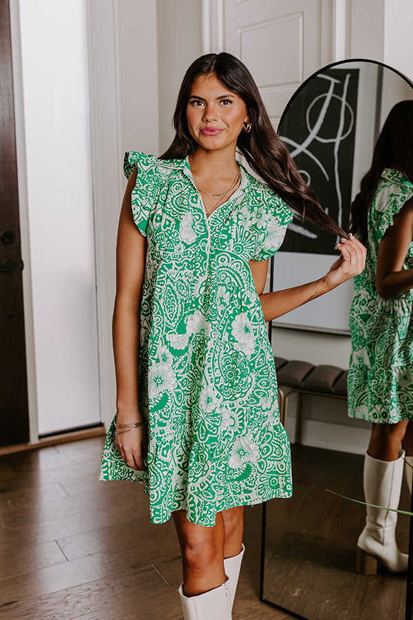 Hello Lovely Floral Dress In Emerald