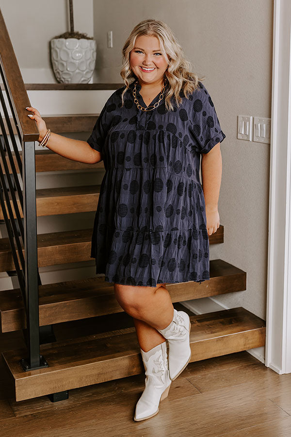 Dancing In The Sun Babydoll Dress In Navy Curves