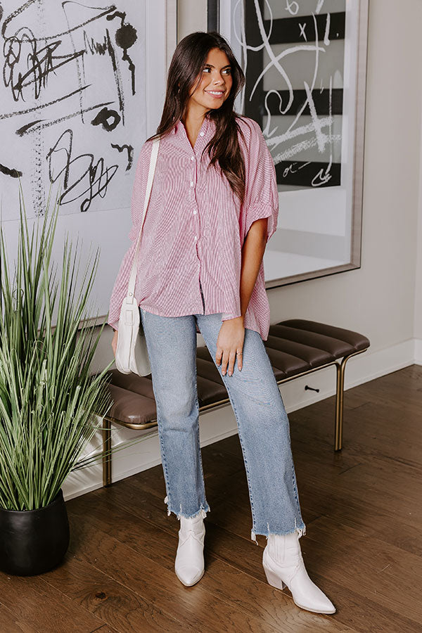 Casually Chic Stripe Button Up In Pink