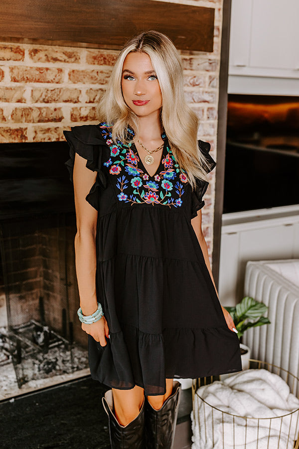 Hidden Bungalow Embroidered Dress In Black