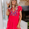 Hidden Bungalow Embroidered Dress In Hot Pink Image - 1