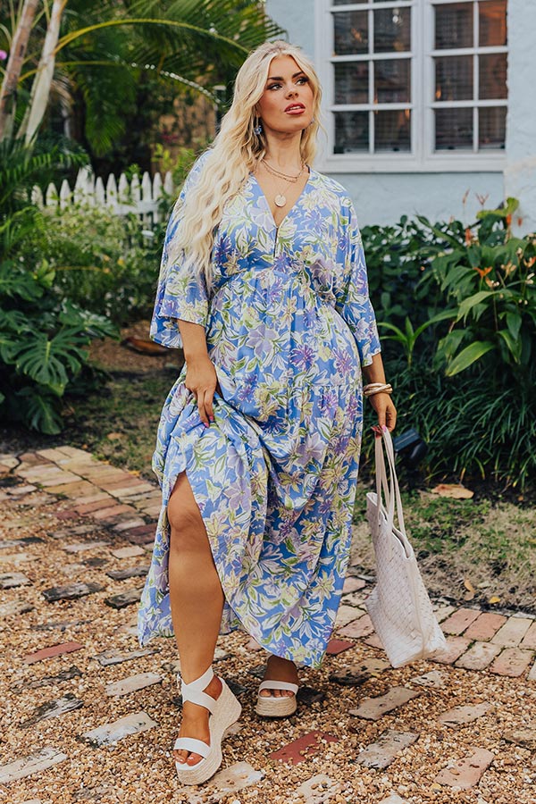Blossom Breeze Floral Maxi In Periwinkle Curves