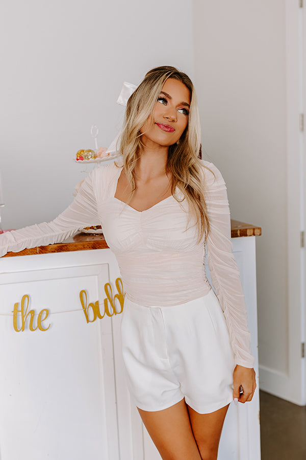 Timeless Classic Ruched Top In Cream