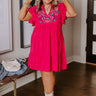 Hidden Bungalow Embroidered Dress In Hot Pink Curves Image - 1