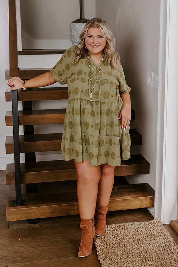 Dancing In The Sun Babydoll Dress In Sage Curves