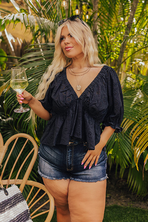 The Next Chapter Eyelet Top In Black Curves