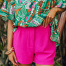 The Chloe High Waist Shorts In Hot Pink Image - 1