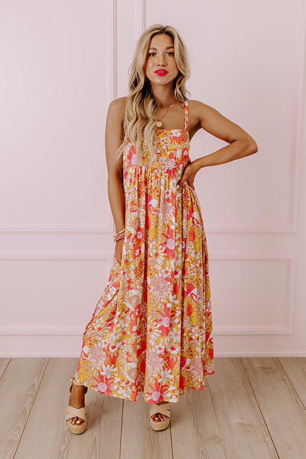 Tranquil Time Floral Midi in Golden Honey