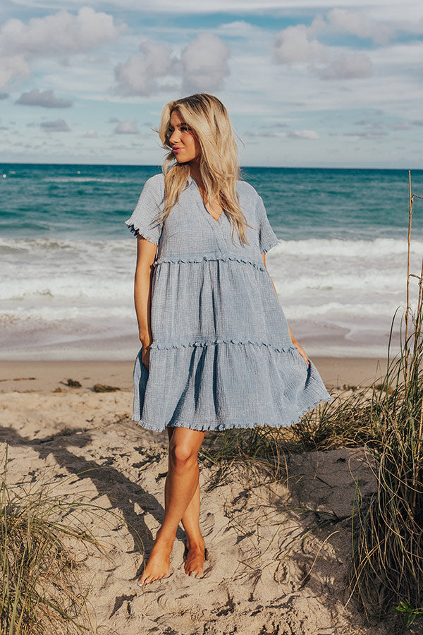 Summer Mimosa Babydoll Dress in Airy Blue