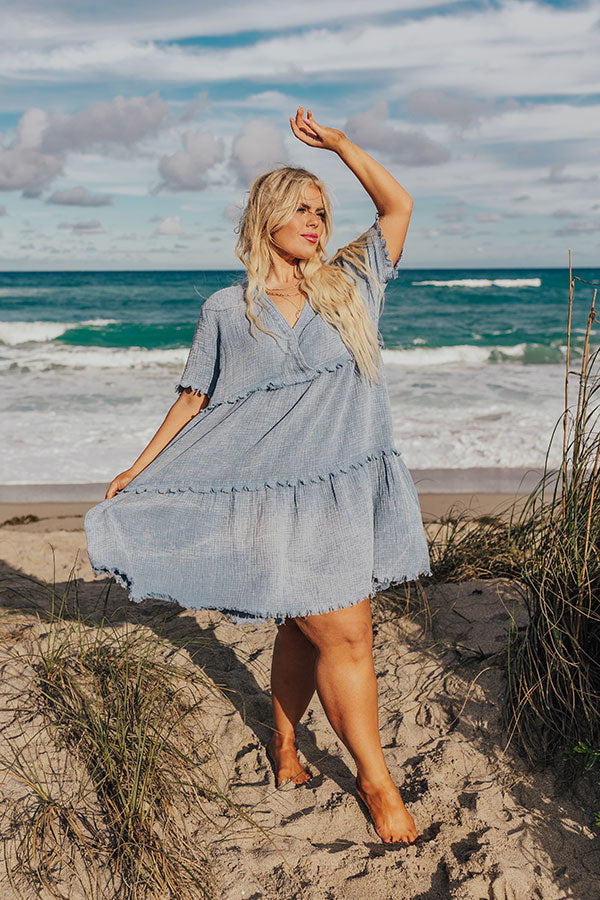 Summer Mimosa Babydoll Dress in Airy Blue Curves