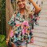Tropical Treasures Shift Top in Black Image - 1