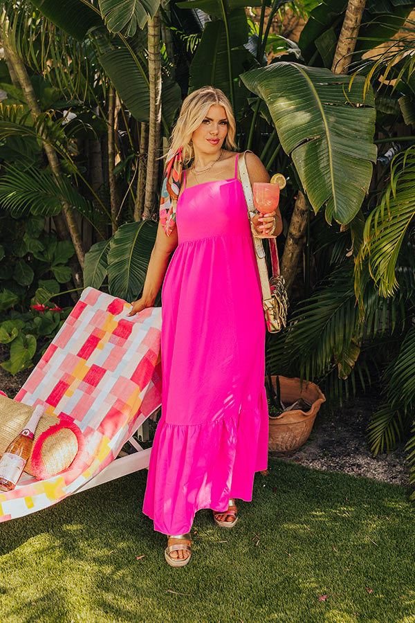 Oh So Chic Maxi Dress in Hot Pink Curves