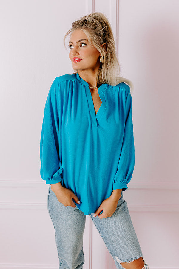 Casual Moment Shift Top in Ocean Blue Image - 1