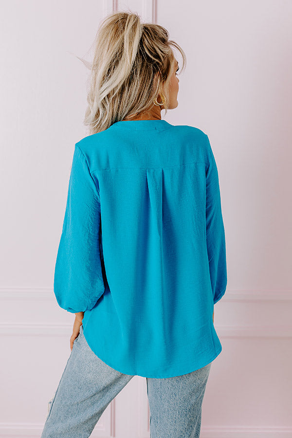 Casual Moment Shift Top in Ocean Blue Image - 3