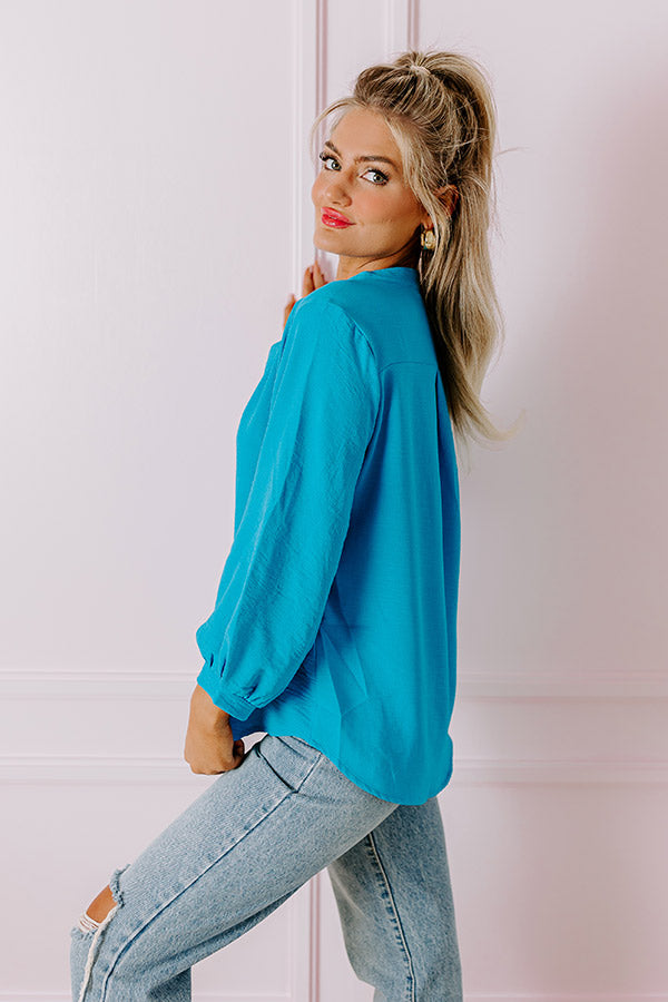 Casual Moment Shift Top in Ocean Blue Image - 4