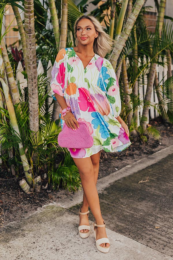 Floral Embrace Mini Dress in White Image - 2