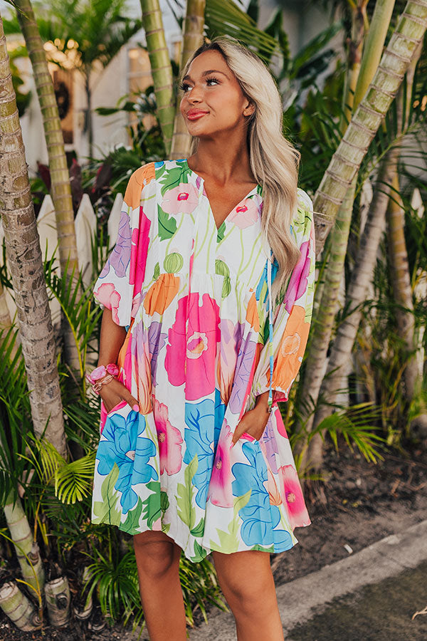 Floral Embrace Mini Dress in White Image - 3