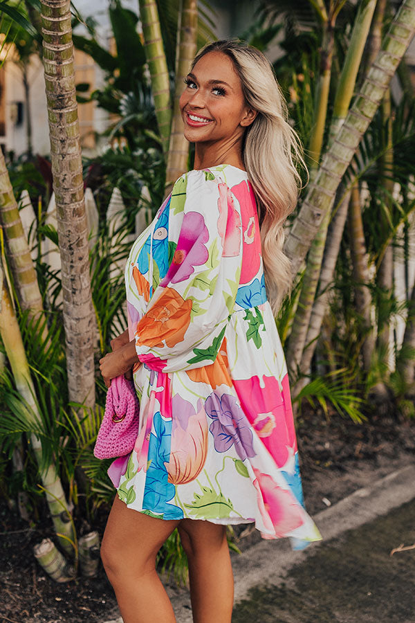 Floral Embrace Mini Dress in White Image - 4