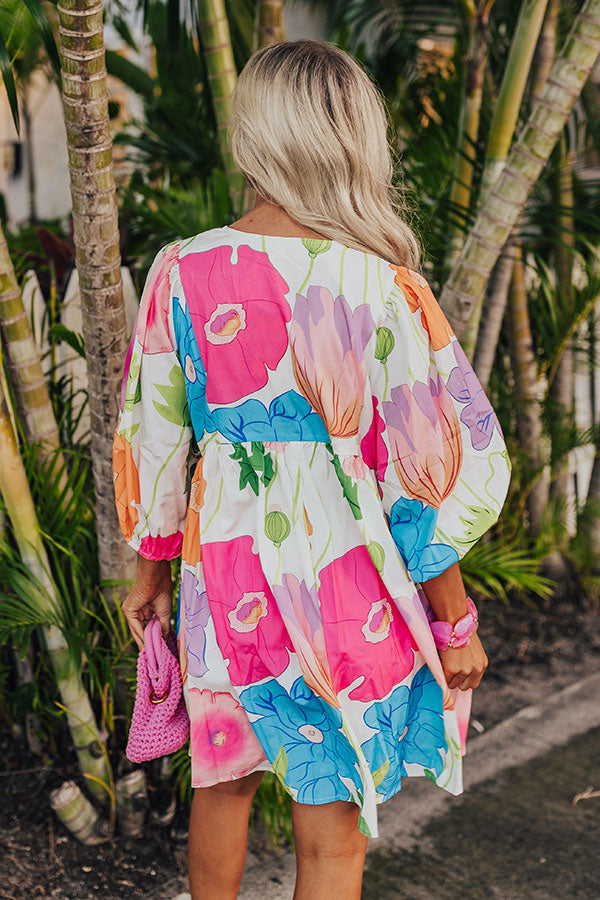 Floral Embrace Mini Dress in White Image - 5