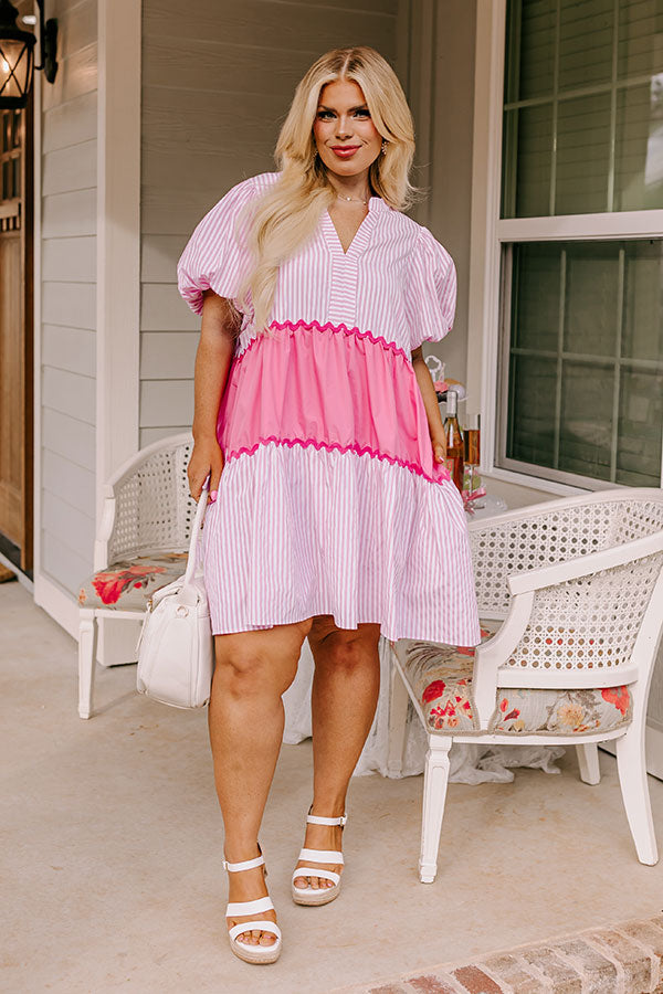 Nautical Dreams Shift Dress in Pink Curves Image - 1