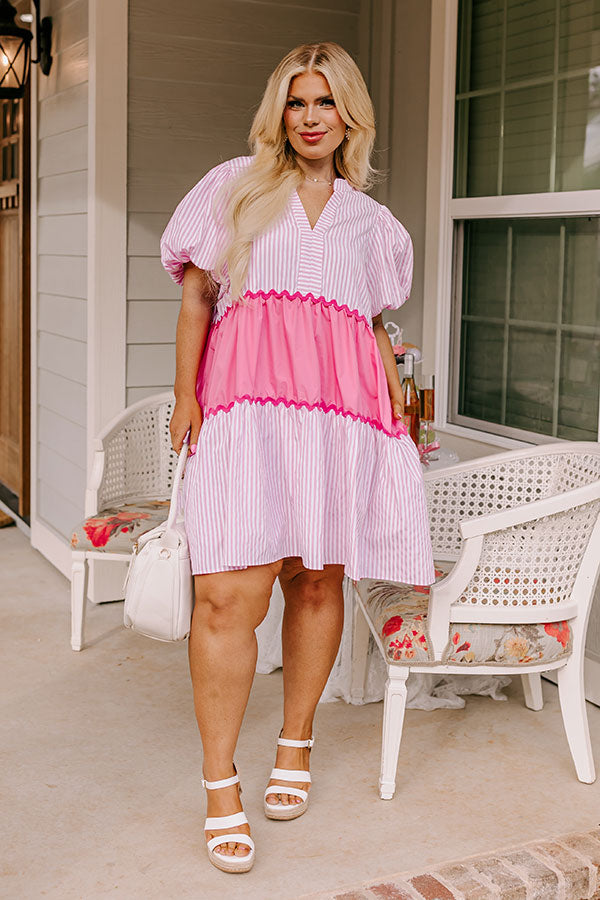 Nautical Dreams Shift Dress in Pink Curves